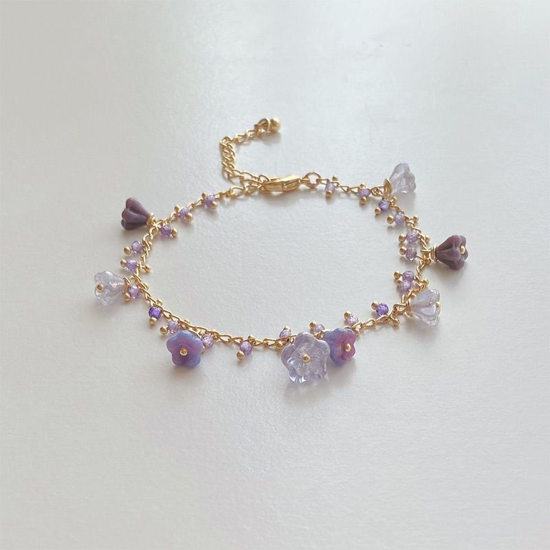 Delicate Purple Flower Bracelet & Necklace