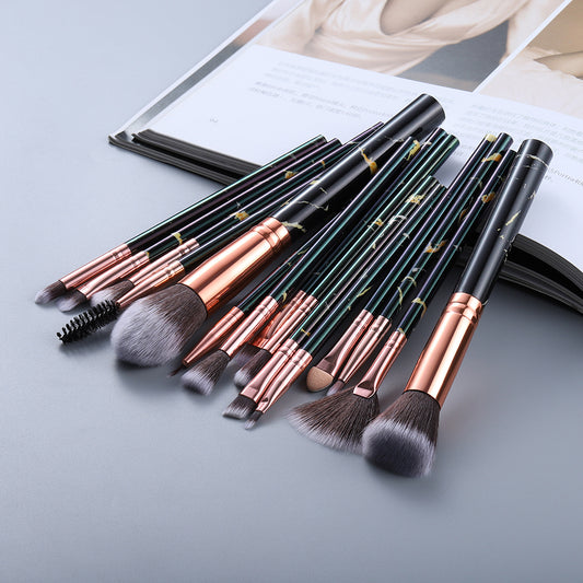 15-piece Marbled Design Makeup Brushes