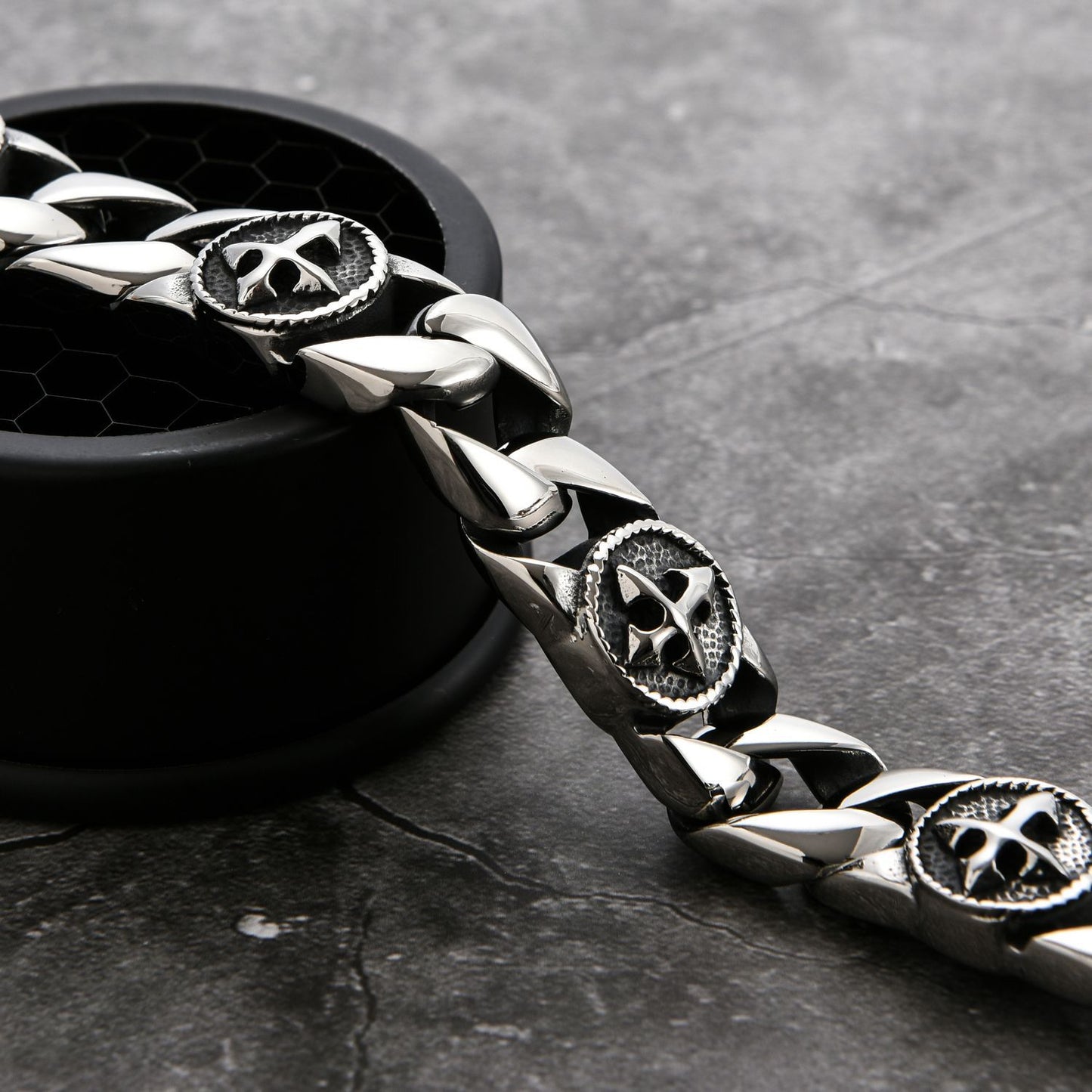 Retro Cross Titanium Steel Men's Bracelet