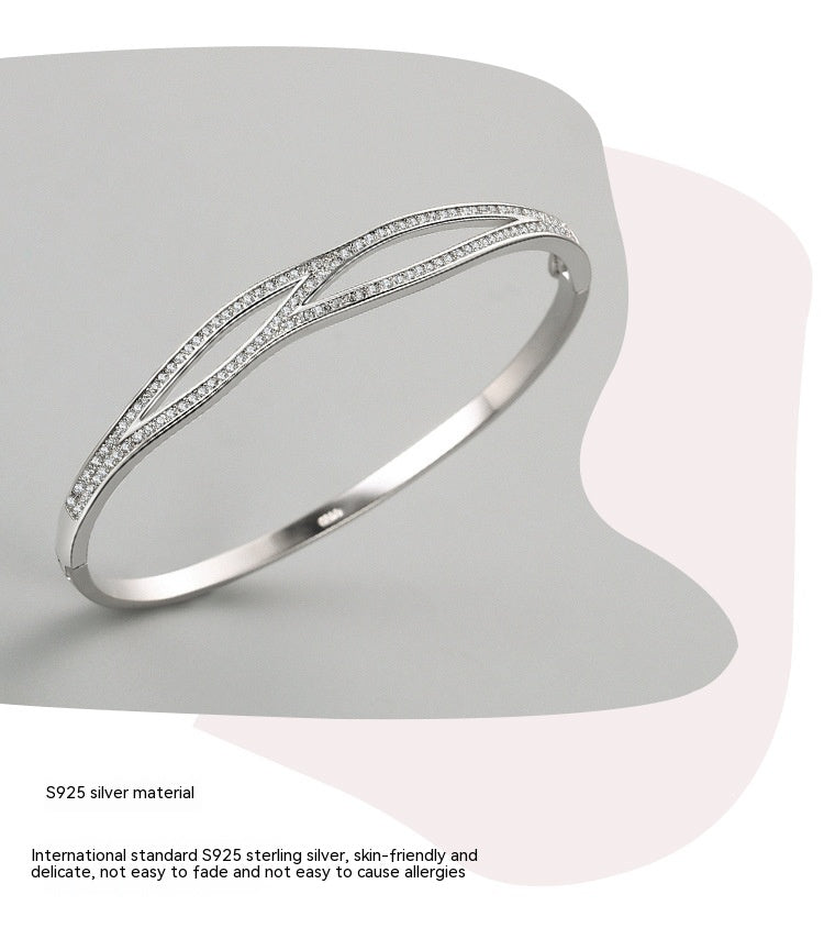 Ellipse Silver Double-layer Cross Bracelet