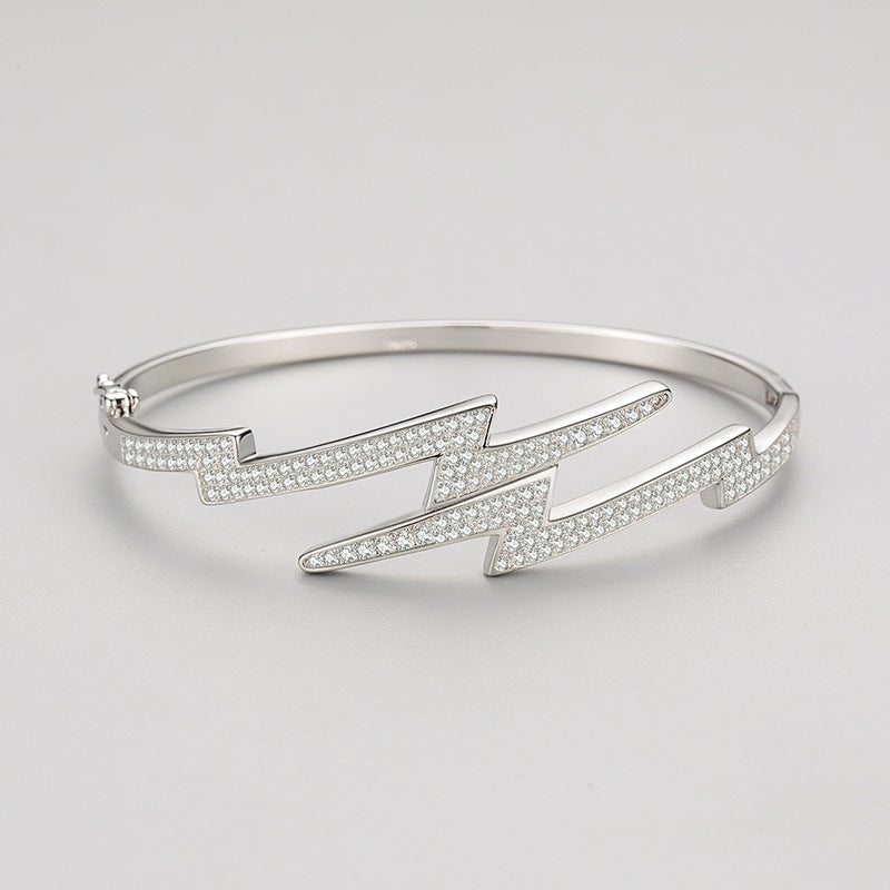 Lightning Bolt Diamond & Silver Bracelet