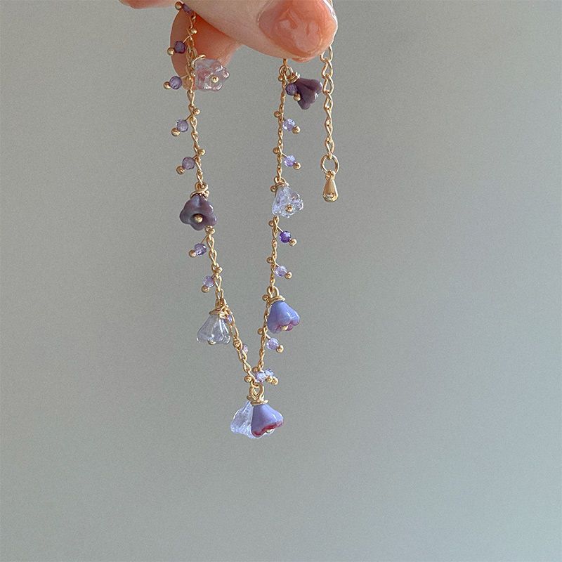 Delicate Purple Flower Bracelet & Necklace
