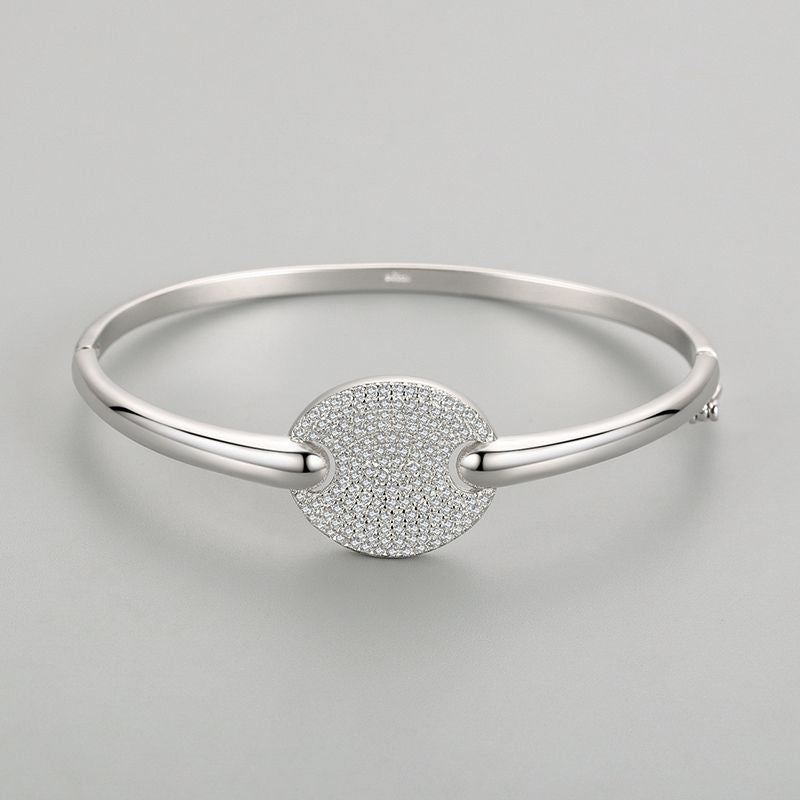 Solid Sterling Silver Bracelet with Texture Disc