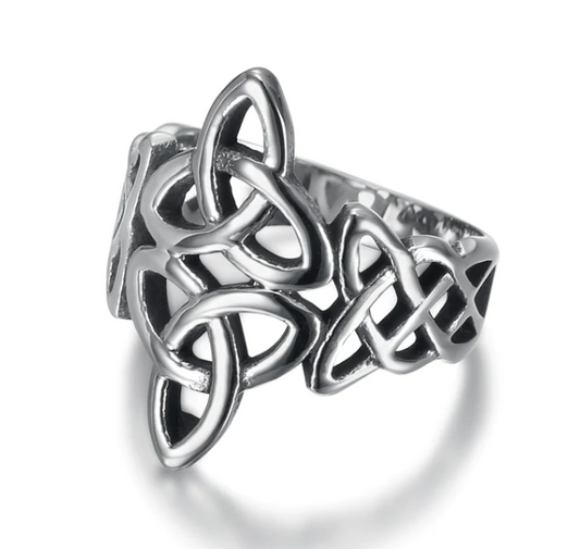 Asgard Crafted Handcrafted Stainless Steel Triquetra & Celtic Knot Ring