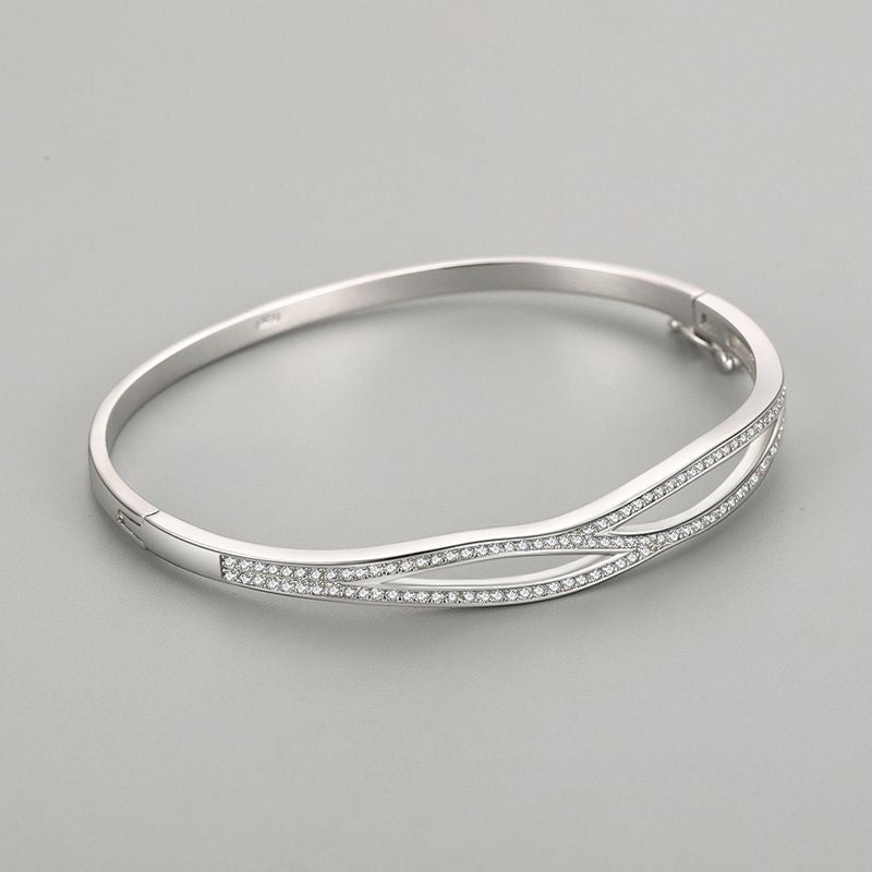 Ellipse Silver Double-layer Cross Bracelet