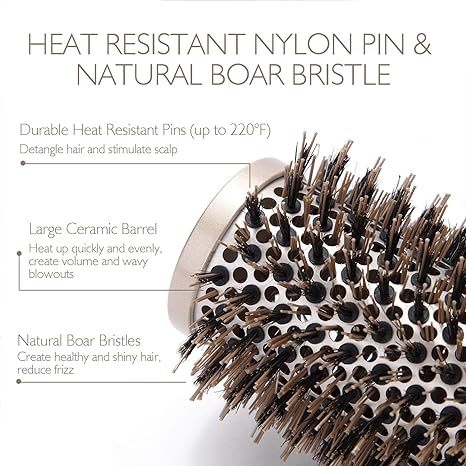 SUPRENT Round Brush With Natural Boar Bristles