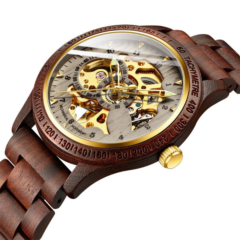 Men's Sandalwood Automatic Mechanical Watch