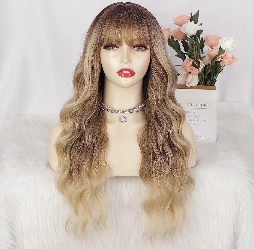 Ash Blonde Wig With Bangs 26"